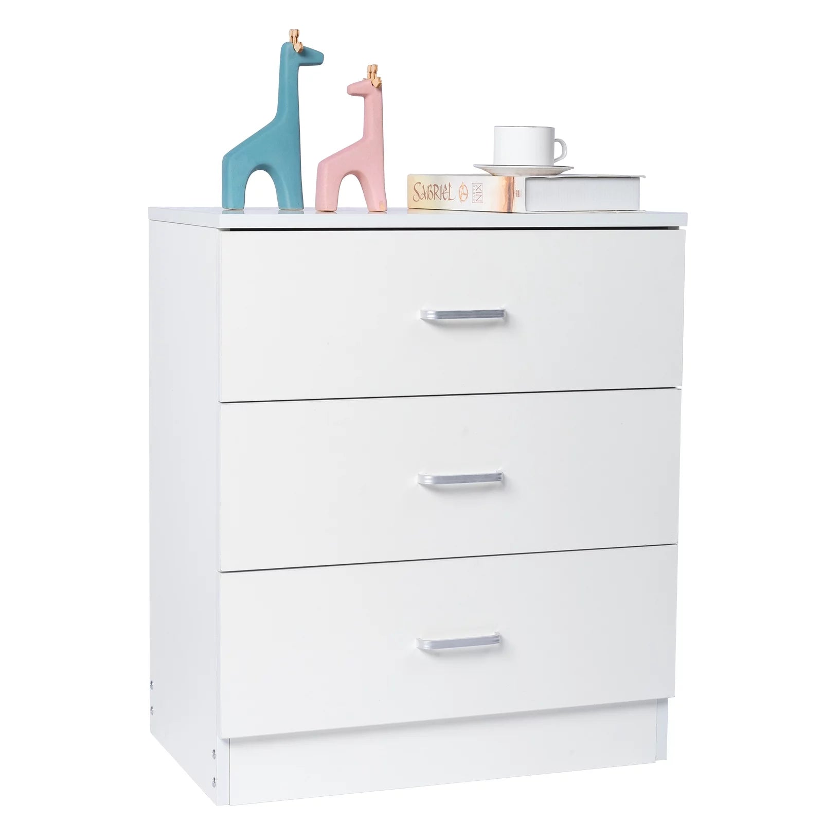White 3-Drawer Wooden Dresser M65035