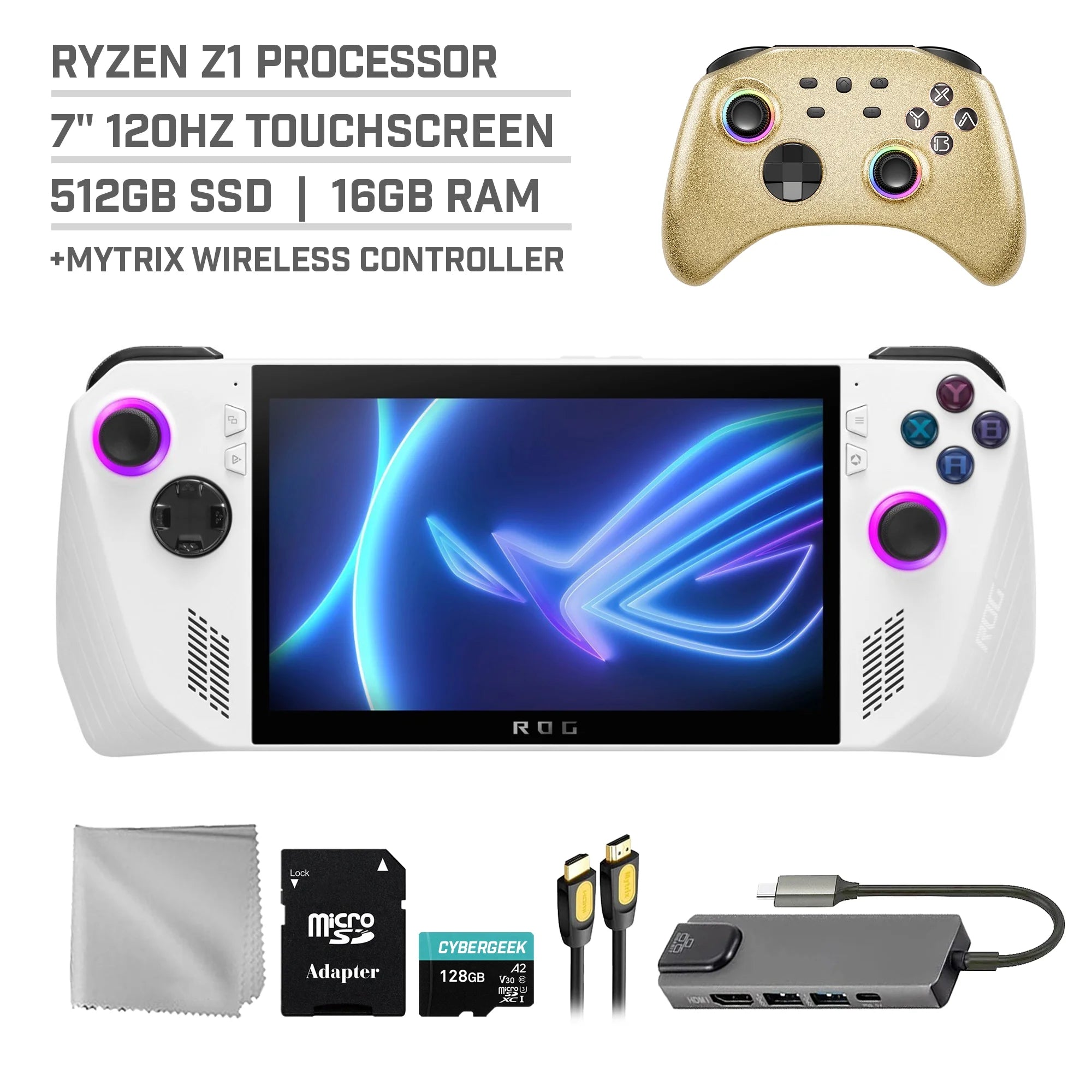 512GB Gaming Handheld 7-inch Touchscreen 120Hz FHD 1080p AMD Ryzen Z1 Processor Bundle H9465
