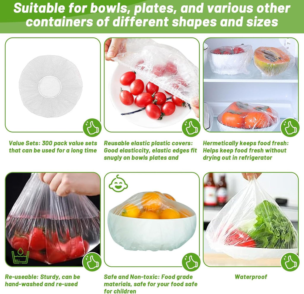 300Pcs Reusable Elastic Food Bowl Storage Covers H8236
