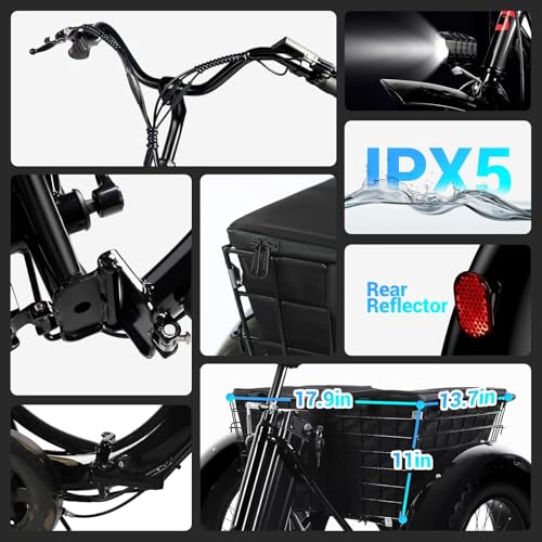 Black 20" x 4.0 Fat Tire Electric Tricycle O671