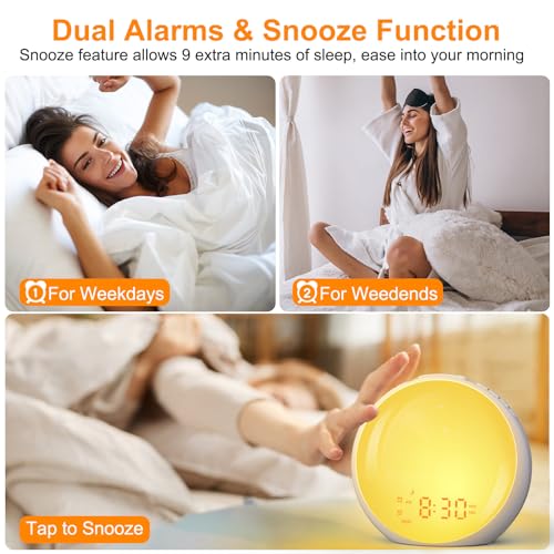 Sunrise Alarm Clock with Night Light, FM Radio, Dual Alarms E8447