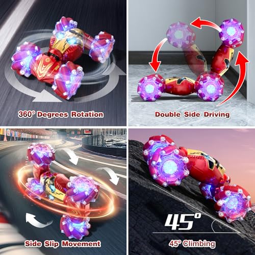 Remote Control Car Gesture RC Stunt Car with Spray Lights Music 4WD 2.4GHz Off-Road 360° Rotation Toy Car U497