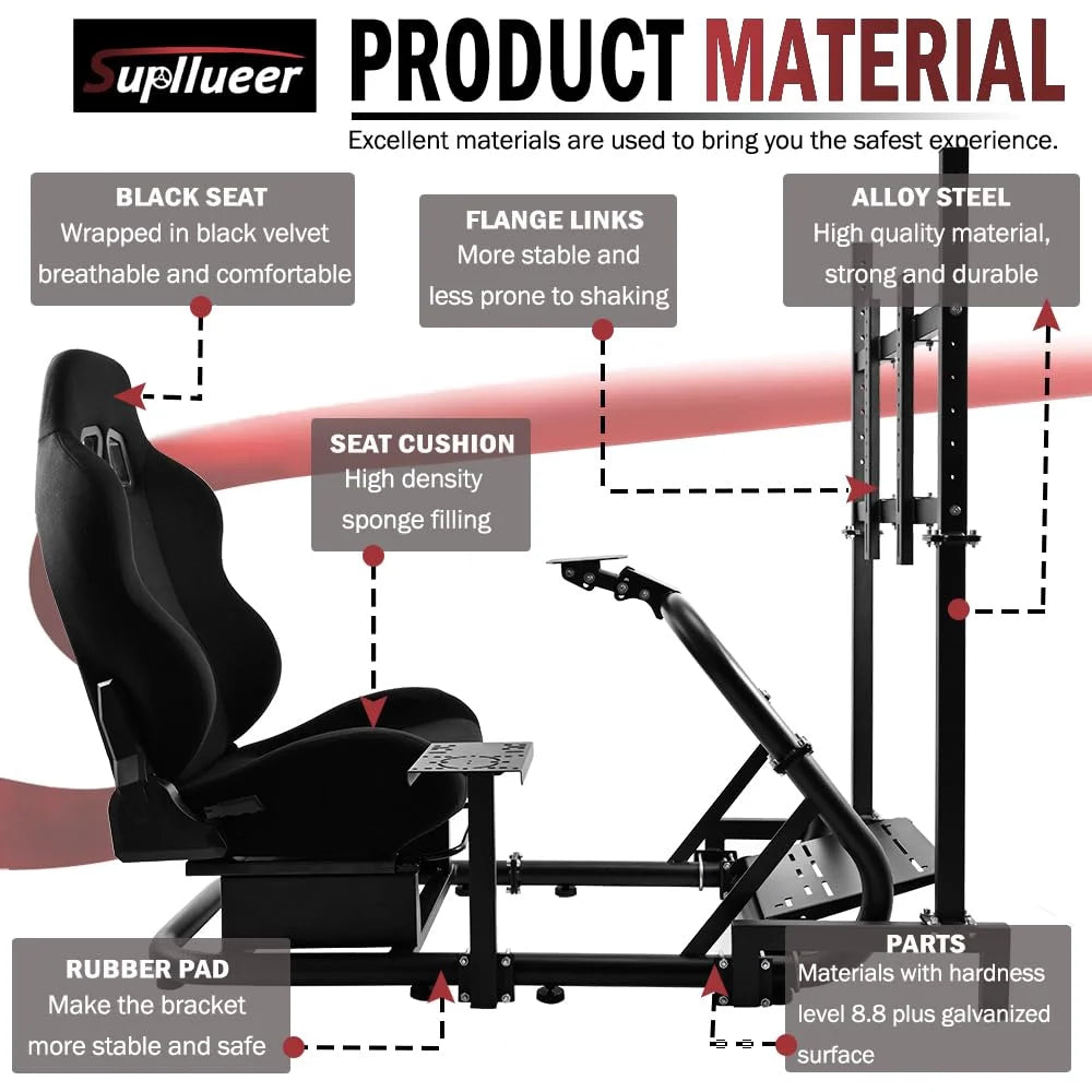 Racing Sim Cockpit with TV Stand & Seat N459857