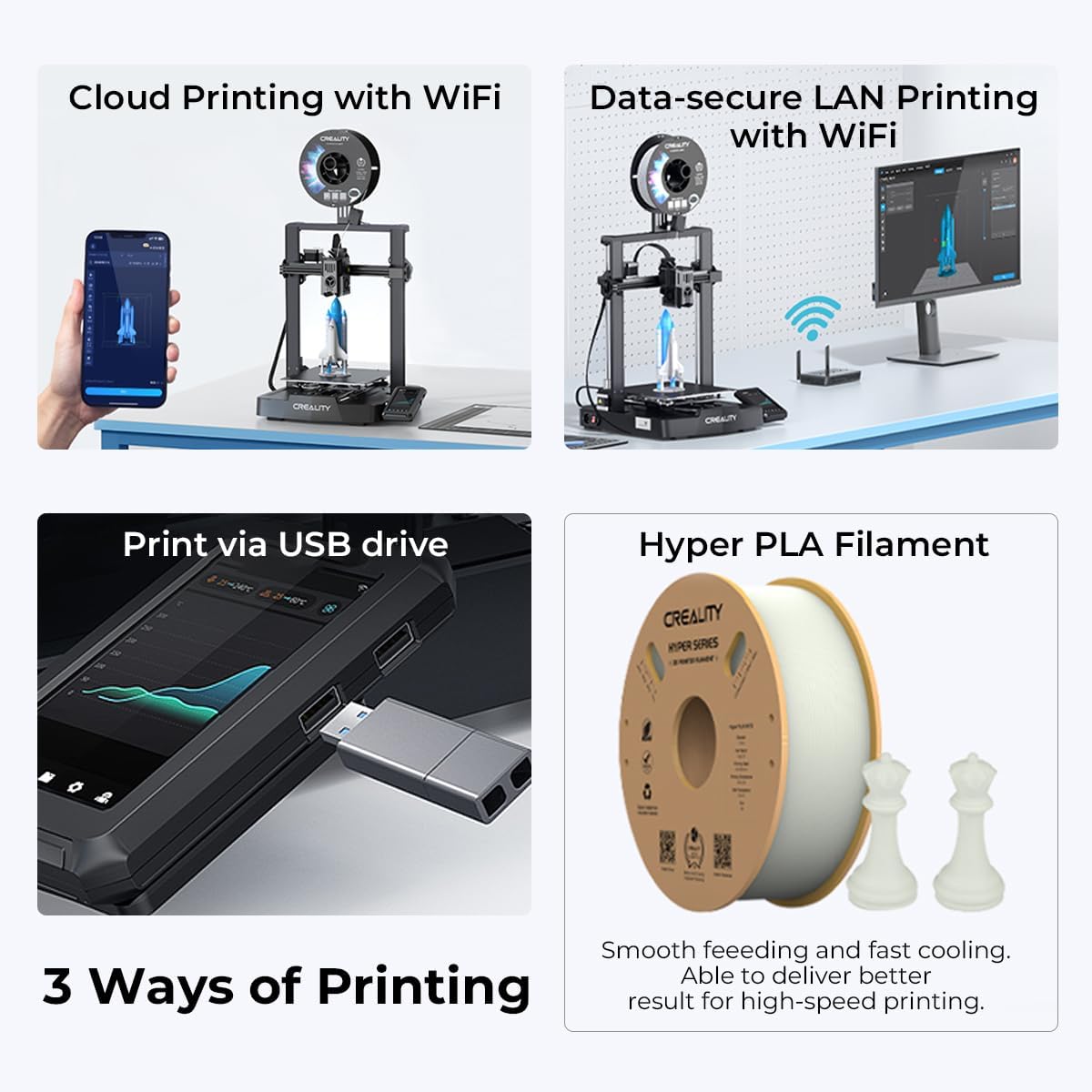 3D Printer with 500mm/s Printing Speed Print Size 8.66 * 8.66 * 9.44 Inch Y323