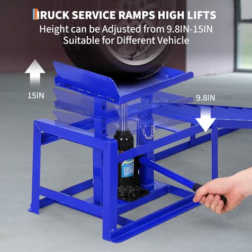 2PCS Hydraulic Car and Truck Service Ramps, 11023 Lbs Capacity, Portable Lifts, Adjustable Lift Height 9.8" to 16.21", Gray 5T K975190