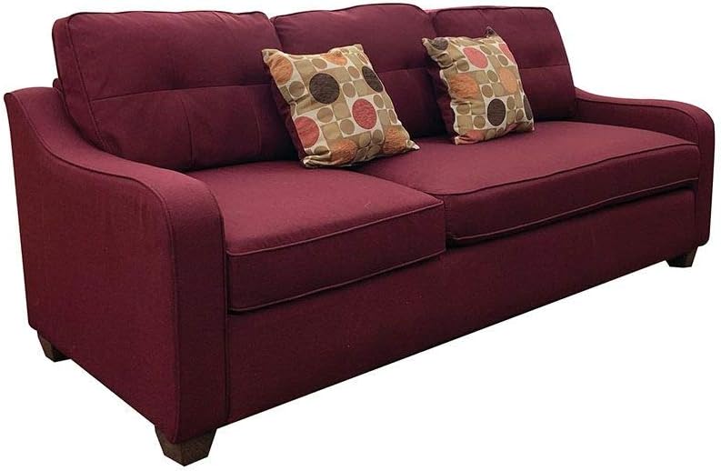 Red Linen Sectional Sofa with 2 Pillows Q82007