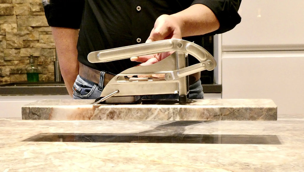 Stainless Steel French Fry Cutter with 1/2 and 1/3-Inch Blades F7095