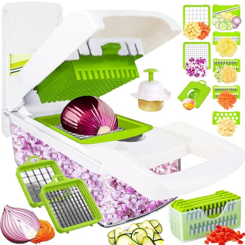 20-in-1 Vegetable Chopper with Container, Cheese Grater, Box Mandoline Slicer Food Cutter Shredder O940052