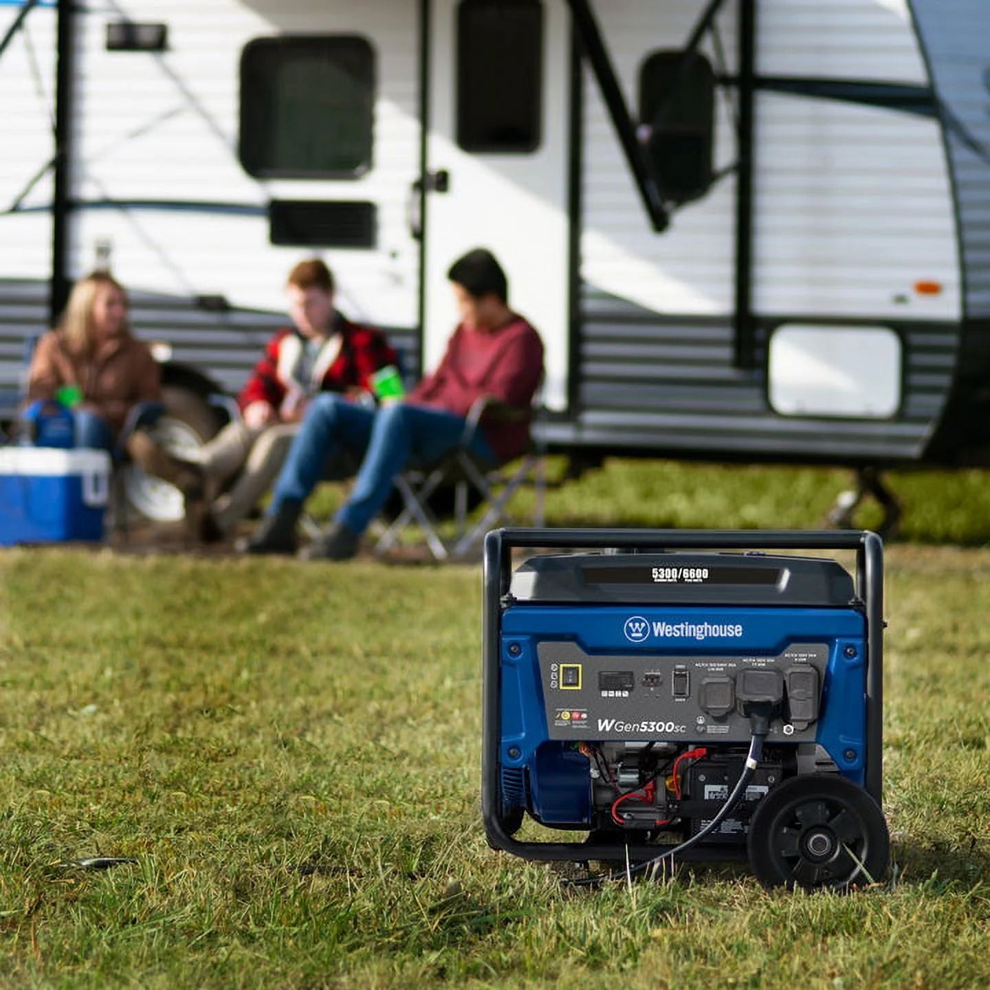6600 Peak Watt Electric Start Portable Gas Powered Generator with CO Sensor and Wheel Kit N390420