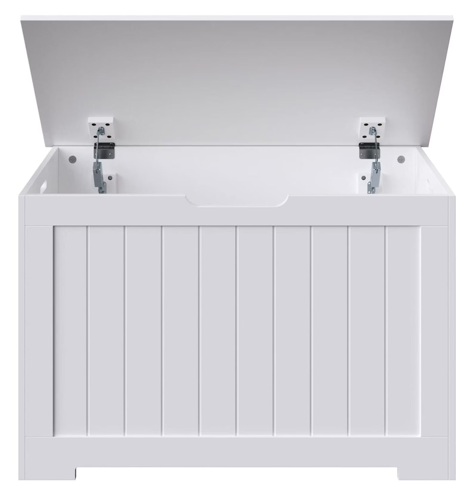 White Wooden Toy Box Storage Chest with 2 Safety Hinges J1425