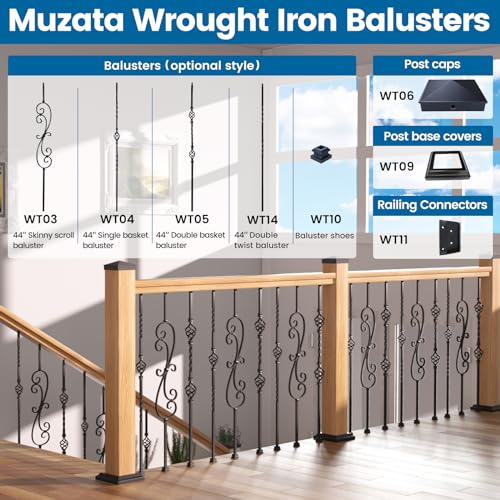 50 Pack 26" Aluminum Deck Balusters Round Black 3/4" Diameter Hollow W2529