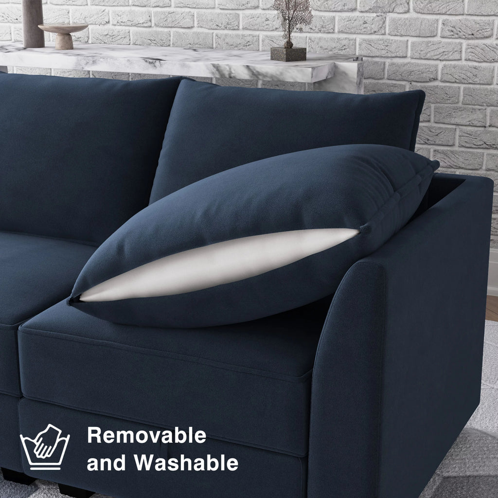 Navy Blue Velvet Modular Sleeper Sofa B635573