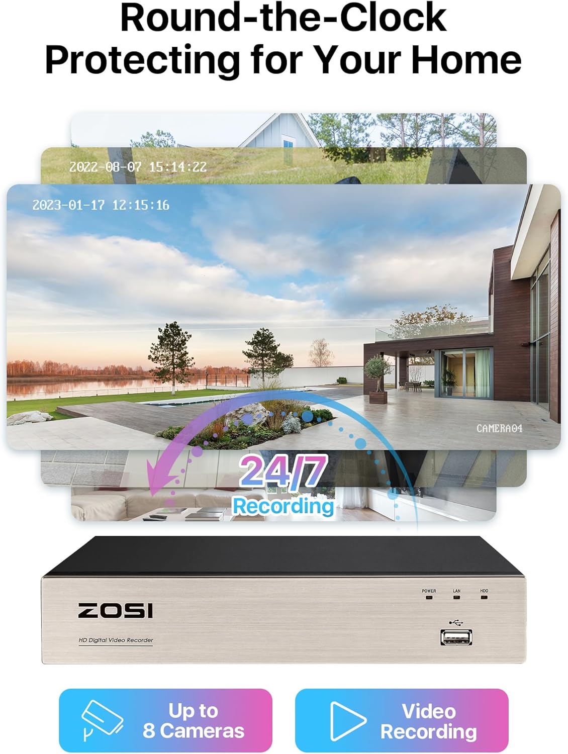 8CH 5MP Lite CCTV DVR Security Camera System with 8pcs 1080P Bullet Cameras P393969