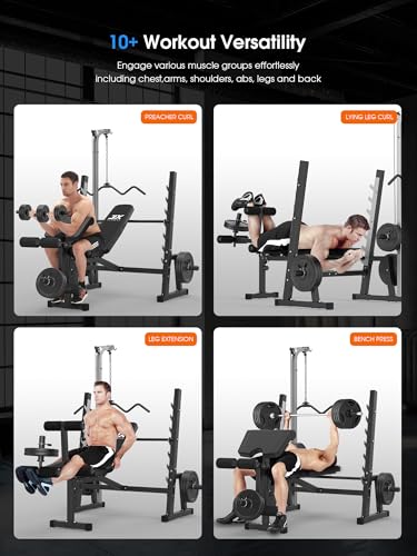Olympic Weight Bench with LAT Pulldown Pulley System and Preacher Curl Pad H45524