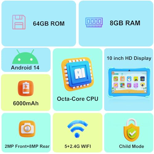10 inch Android 14 Tablet with Case G547