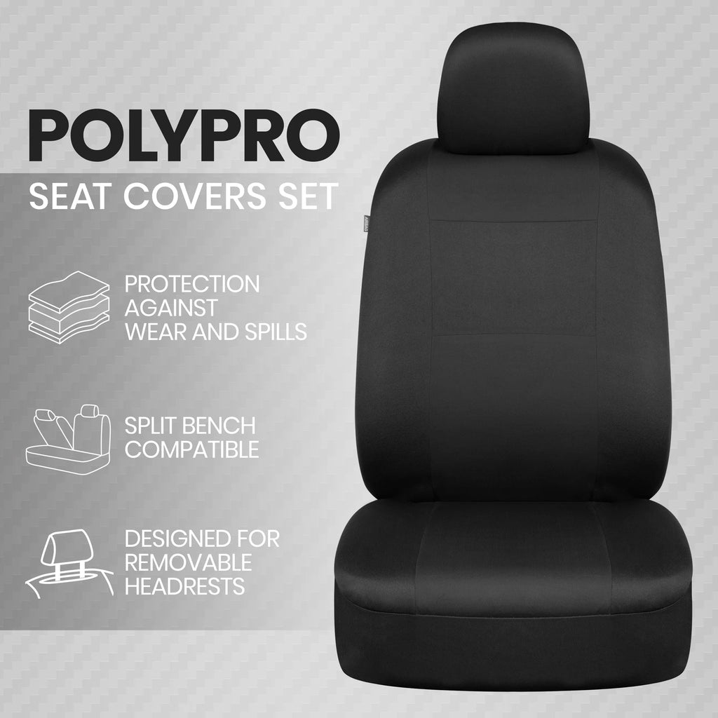 Black PolyPro Car Seat Covers Front Set Z749