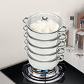 5-Tier Stainless Steel Steamer Set with Vented Glass Lid T309