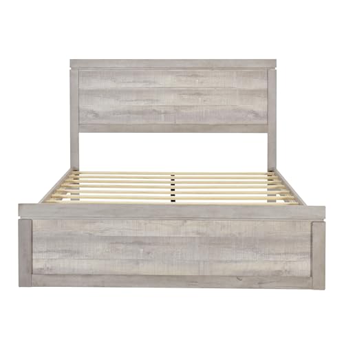 Twin Size Solid Wood Platform Bed with Trundle and Three Drawers D772