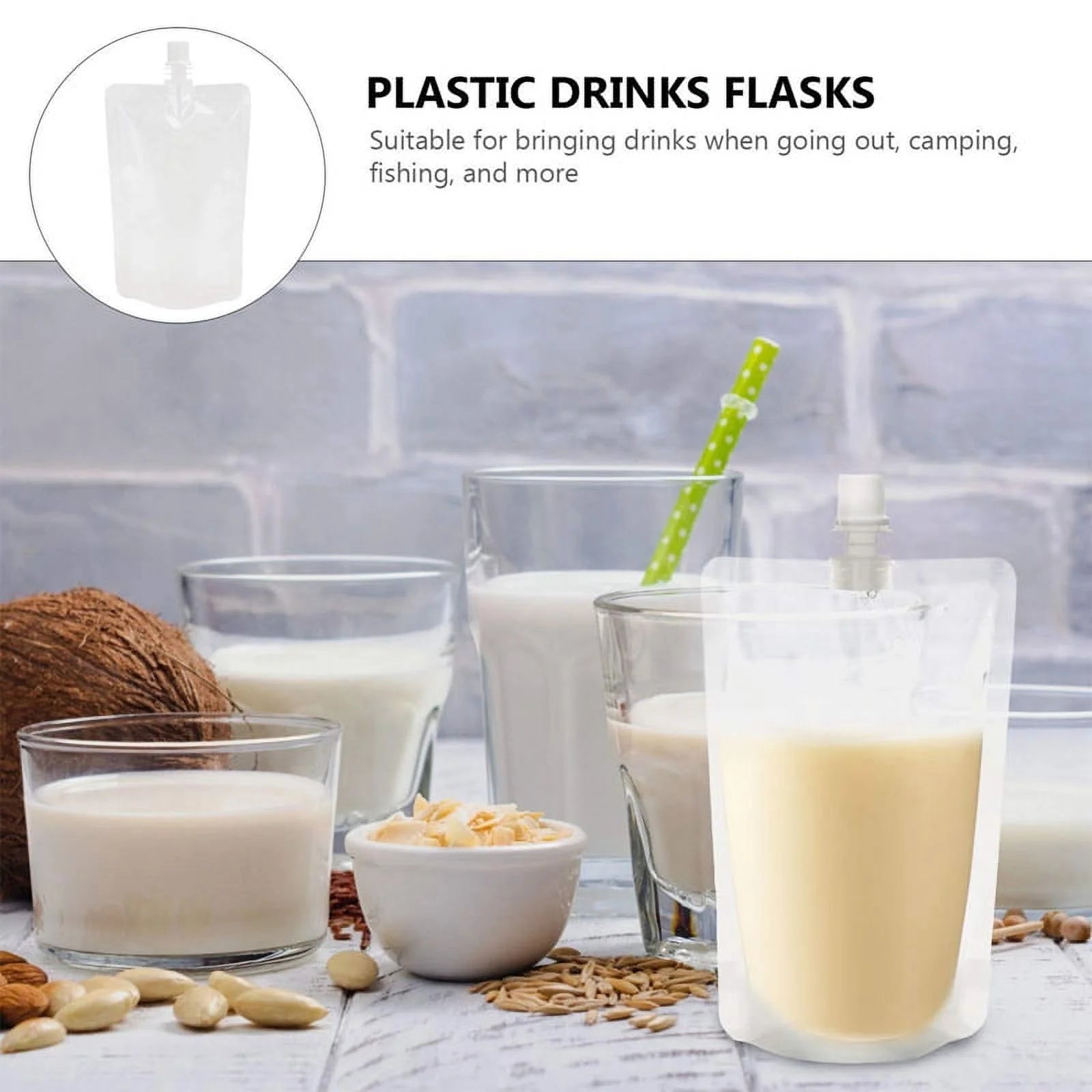 50PCS 100Ml Liquid Stand Bag Leak Proof Drink Packaging Bag Spout Pouch E2332