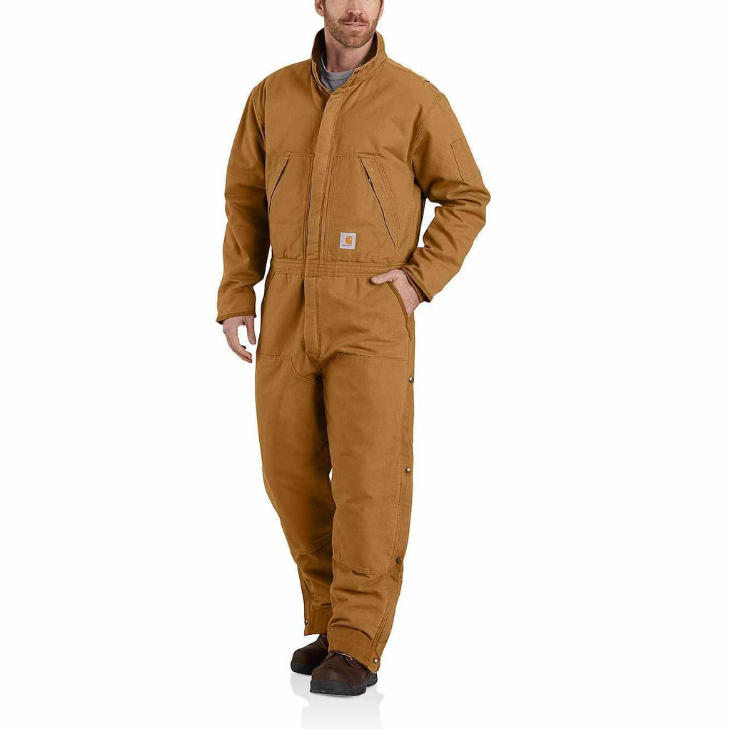 Brown Loose Fit Washed Duck Insulated Coverall J417933