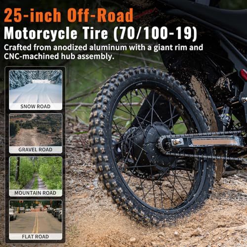 Electric Dirt Bike with 25" Motorcycle Tires, Full Suspension A188632