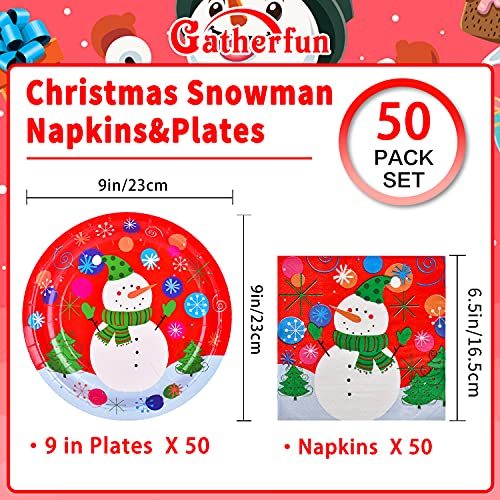 Christmas Snowman Disposable Paper Dinner Plates and Napkins L349