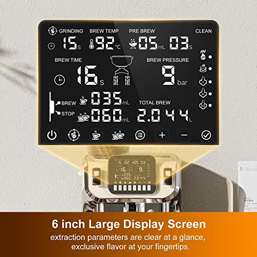 Espresso Machine with Milk Frother, Semi Automatic Coffee Machine with Grinder, 15 Bar Pressure Pump K443