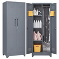 Grey-White Metal Storage Cabinet with Doors and Adjustable Shelves M595553