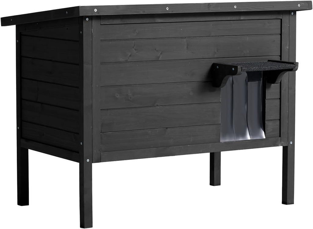 Outdoor Cat House Weatherproof Insulated Foam Wooden Cat Condos with PVC Door Flaps Z280372