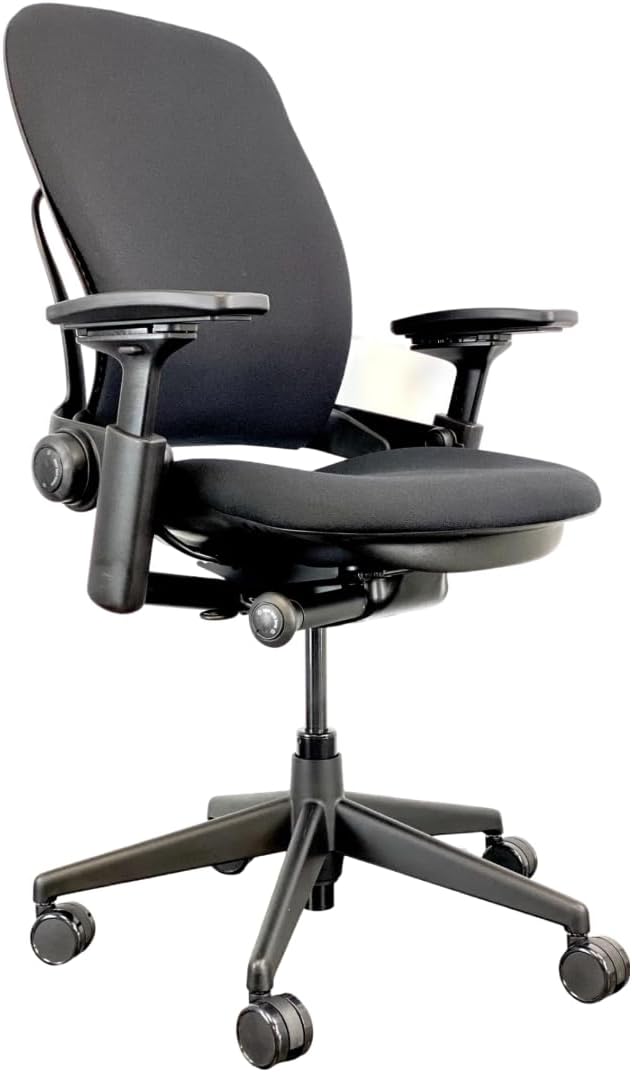 Black Fabric Black Frame Office Chair with Lumbar Support K1208