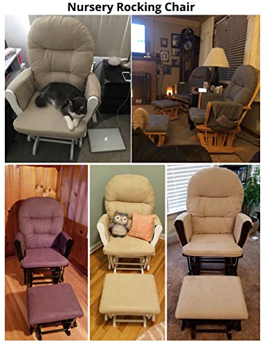 White Gray Reclining Glider Rocker with Ottoman V234