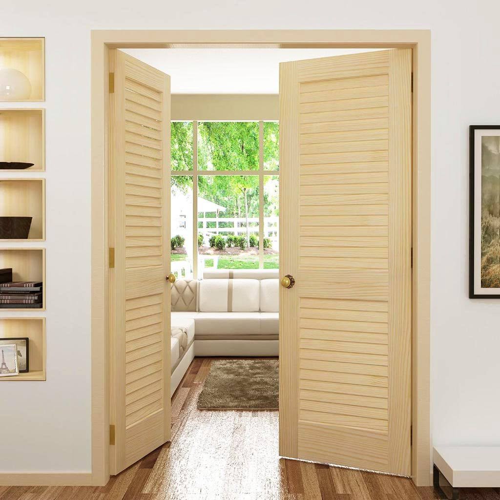 Louvered Solid Wood Primed Standard Door L793979