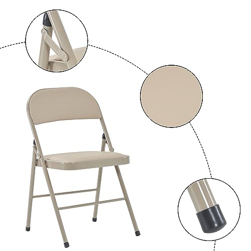 4 Pack White Folding Chairs with Padded Seats and Steel Frame V458656