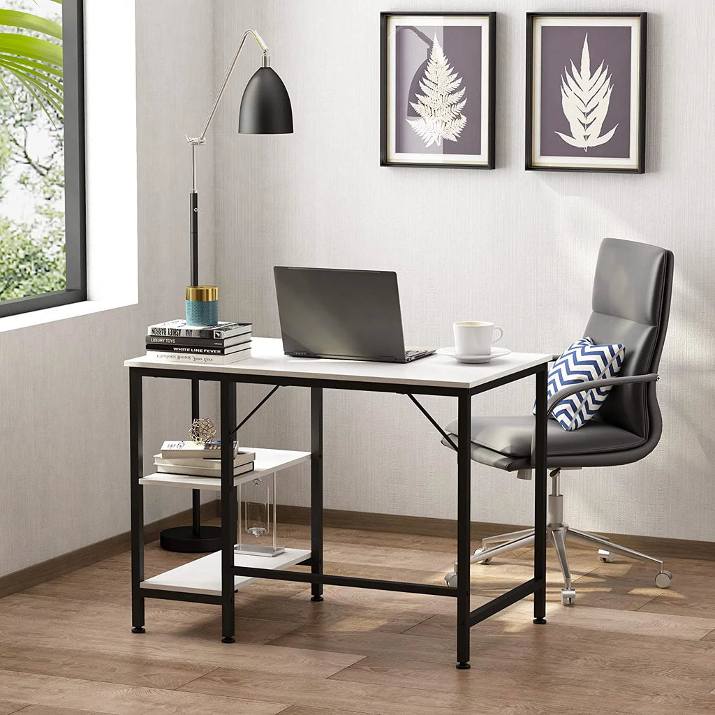 Black Oak Finish 55 inches Computer Desk with Storage Shelf M95626