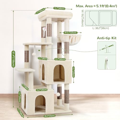 Light Grey Heavy Duty Cat Tree with Scratching Post F50867