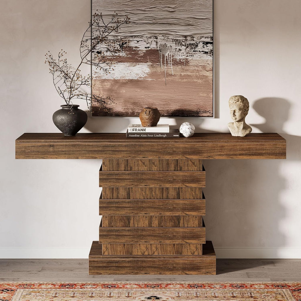 Rustic Brown 63-Inch Wooden Console Table F31392