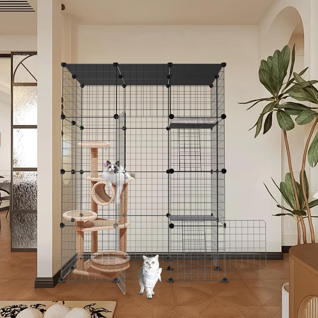 Large Cat Cage 3-Tier Catio Cat Enclosure Cat Kennel N1924