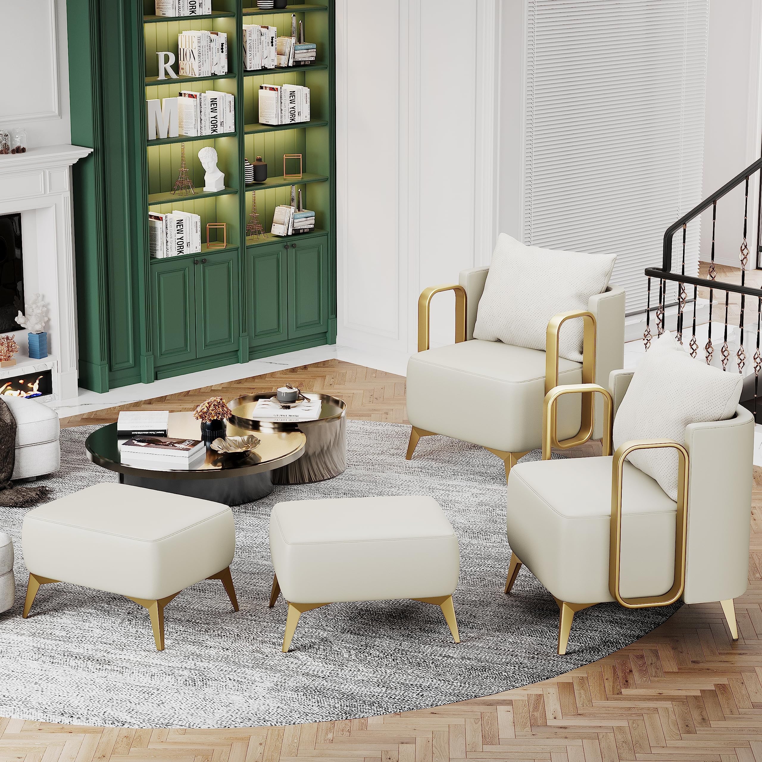 Velvet Accent Chair with Ottoman S36226