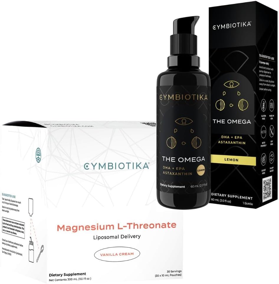 Liposomal Magnesium L-Threonate & DHA Vegan Omega 3 Bundle, Magnesium Supplement C68664