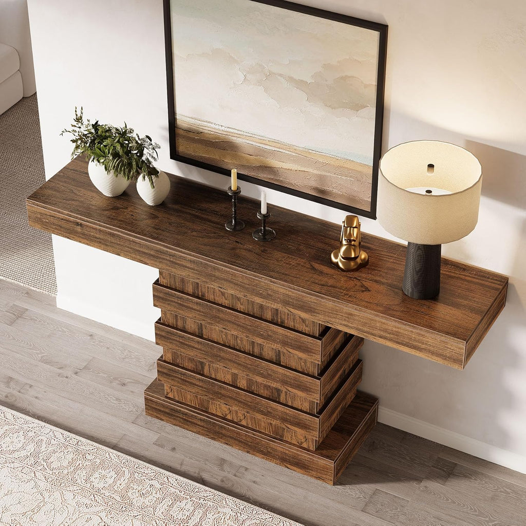 Rustic Brown 63-Inch Wooden Console Table F31392