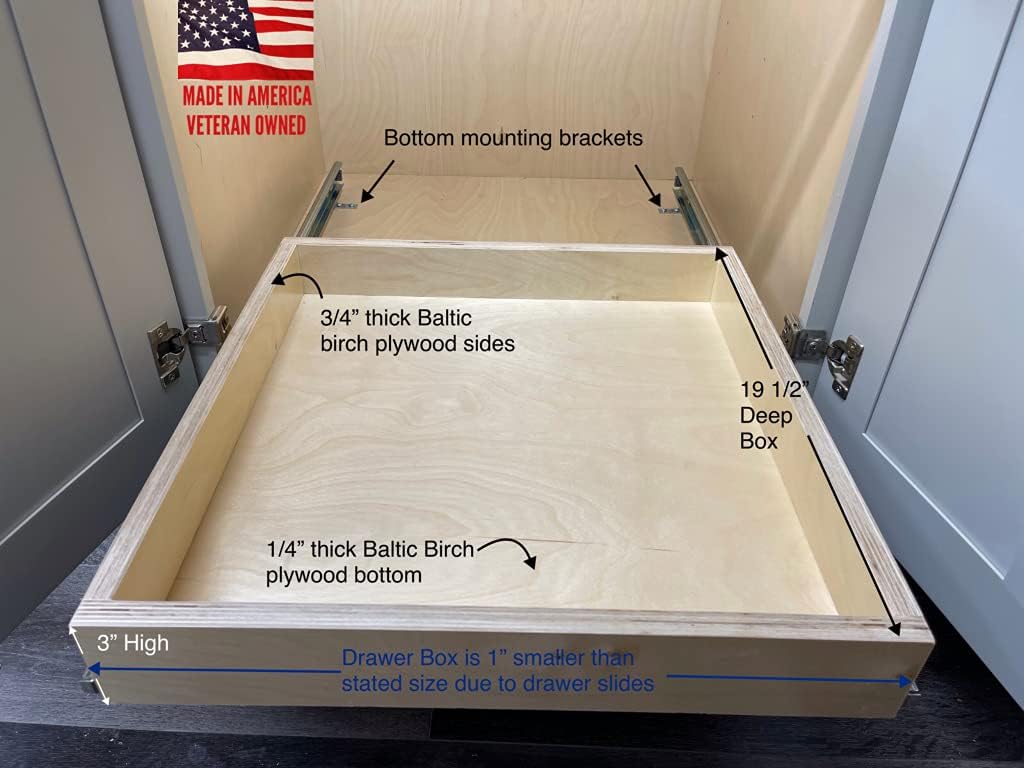 Baltic Birch Pull Out Drawer for Kitchen Cabinets (17 Wide) J950