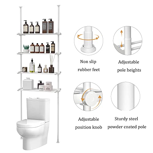 White 4 Tier Metal Over The Toilet Storage Shelf U7663