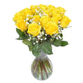 Yellow Roses and Baby's Breath Fresh Flower Bouquet with Vase S87449