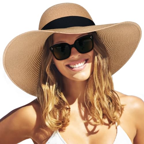 Wide Brim UPF 50 Foldable Straw Hat O642