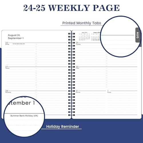 Academic Planner 2024-2025 Weekly and Monthly, 8" x 10", Black, Twin-Wire Binding Z464
