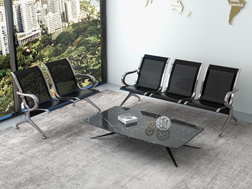 Black PU 3-Seat Waiting Room Bench Set of 2 V717