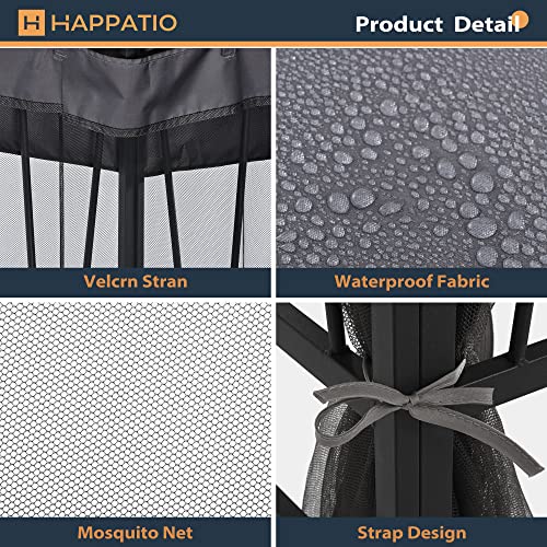 10' X 12' Outdoor Patio Gazebo with Mosquito Netting Dark Brown E27932