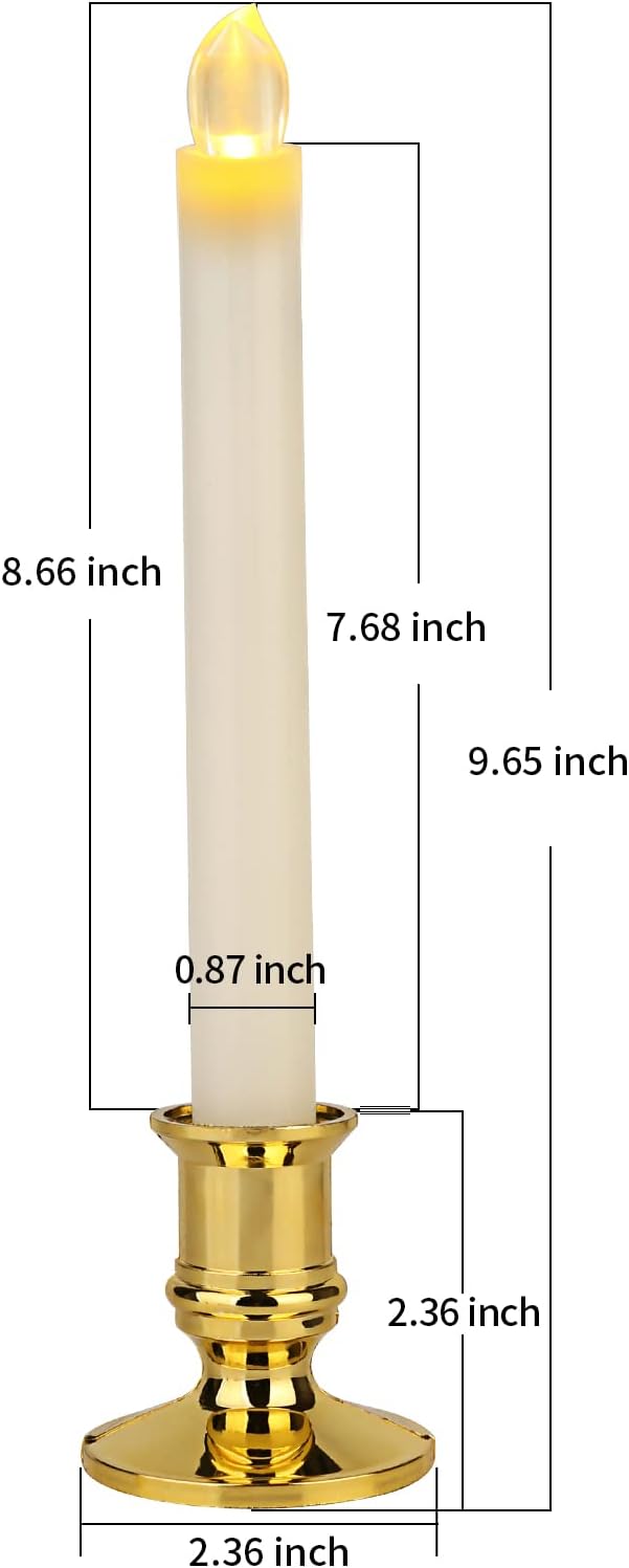 12 Pack Ivory Flickering Flameless LED Taper Candles with Remote X502