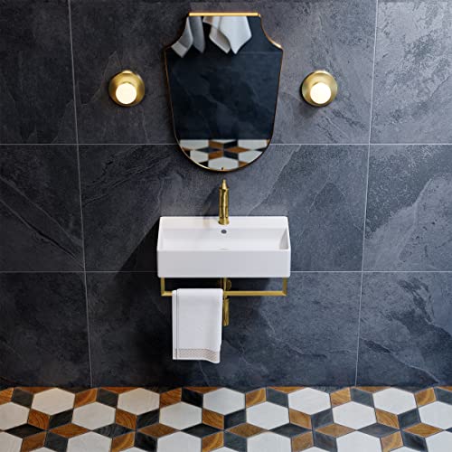 22" Wall-Mount Bathroom Sink with Towel Bar A148