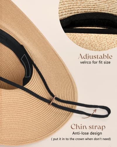 Wide Brim UPF 50 Foldable Straw Hat O642